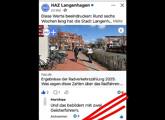 Langenhagen: Rad-Verkehrs-Zählungen fürs bessere Radfahren am Langenforther Platz mit Geisterradler / Geisterrollerfahrer