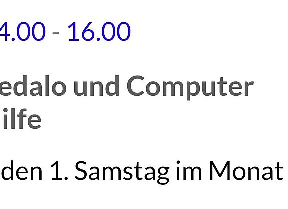 Mehr-Generationen-Haus MGH: Hilfe für Fahrrad (Pedalo) und Computer am 1. Samstag im Monat