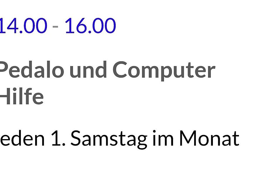 Pedalo Mehr-Generationen-Haus MGH: Hilfe für Fahrrad (Pedalo) und Computer am 1. Samstag im Monat