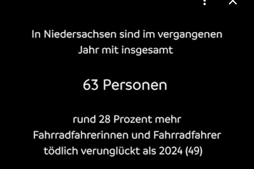 "Vision Zero" umsetzen in Niedersachsen? Nix da! Bestürzt: Um 28 % mehr Radtote in einem Jahr ... "Vision Zero" unsetzen in Niedersachsen? Nix da! Bestürzt: Um 28 % mehr Radtote in einem Jahr ...