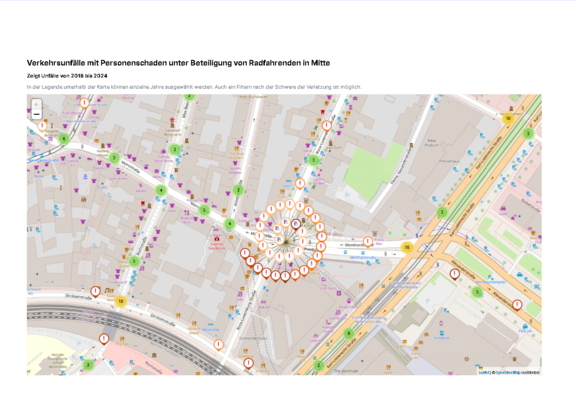 33(!) Radunfälle Berlin, direkt an der Kreuzung Münzstraße / Rosa-Luxemburg-Straße, sowie weitere 100 auf der Karte verzeichnete Unfälle - (C) www.Fahrrad-Unfallorte.de: ＡＤＦＣ Langenhagen - Region Hannover/ ＡＤＦＣ Rastede - Ammerland