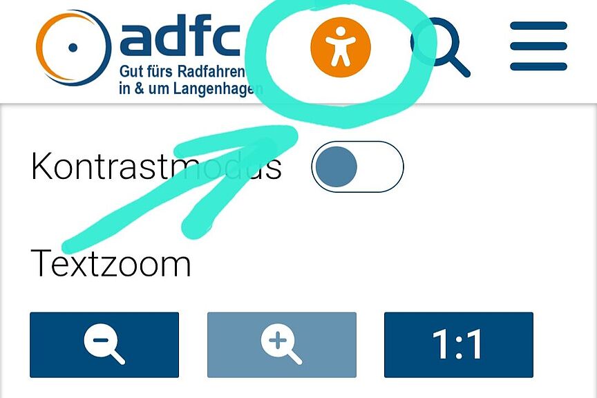 Webseite Probier's mal selber aus: Größer ODER kleiner? Kontrast ändern? Einfach das Personen-Symbol anklicken, und einfach(er) geht's lohos!