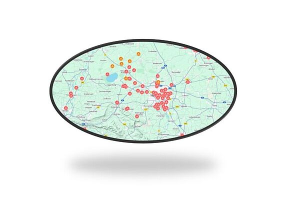 Region Hannover: Standorte der - bisher - vom ADFC Langenhagen erfassten Fahrrad-Reparaturstationen Fahrrad-Service-Stationen