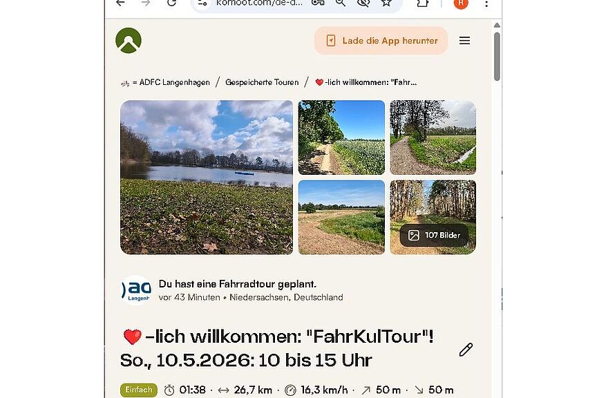 DAS ist echt Kult: FahrKulTour 2026: Sei dabei - und erlebe Langenhagen DAS ist echt Kult: FahrKulTour 2026: Sei dabei - und erlebe Langenhagen - Routenplanung auf Komoot durch den ADFC Langenhagen