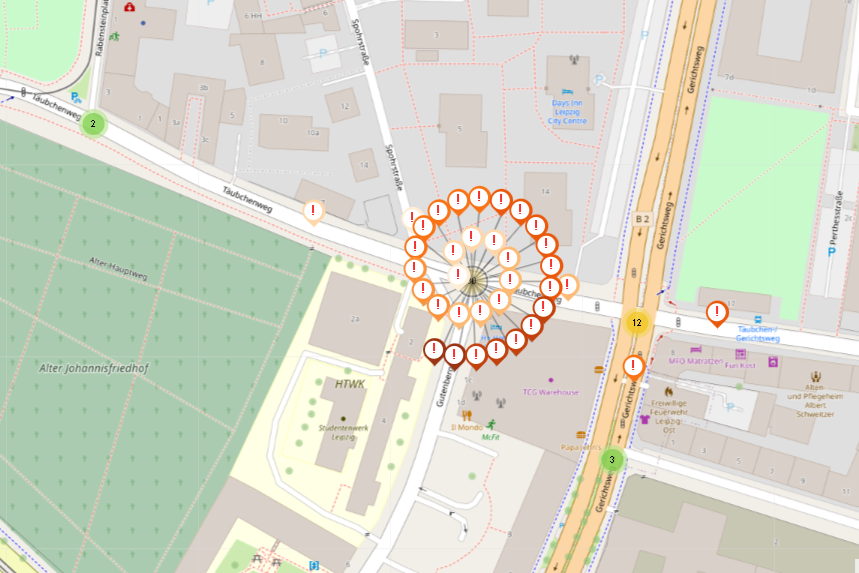 30 30 Unfälle mit Körperschädigung mit Beteiligung Radfahrender: Täubchenweg / Gutenbergplatz