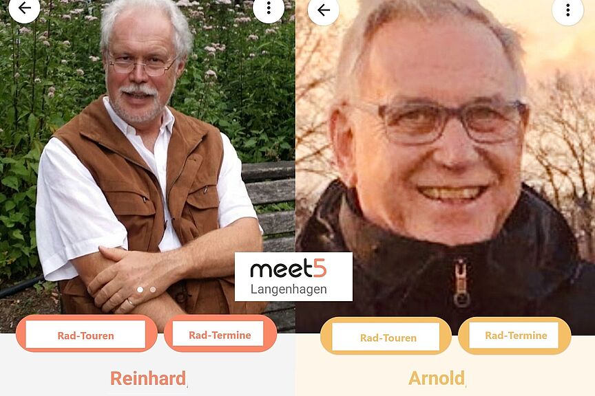 Touren? Termine? Kontakt zu Arnold und Reinhard über "meet5" Zwei Personen mit meet5