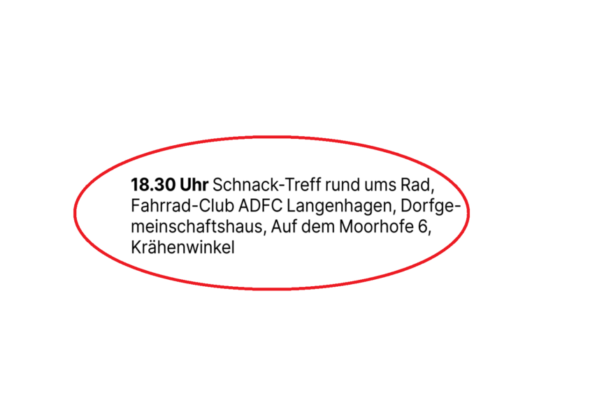 HAZ Ankündigung in der HAZ-Nord am 23.10.2025 - Urheberrecht: Screenshot HAZ -Nord / ADFC Langenhagen