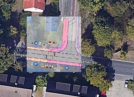 Verkehrspolitik: Der Verkehrs- & Feuerschutzausschuss VuFa stimmte positiv über Vorschlag 1.3 ab: Bedarfsampel in Schulenburg zur Querung der Langenhagener Straße (Landesstraße L 382) in Höhe der Dorfstraße • Foto: Karte Google Maps, mit Einblendung