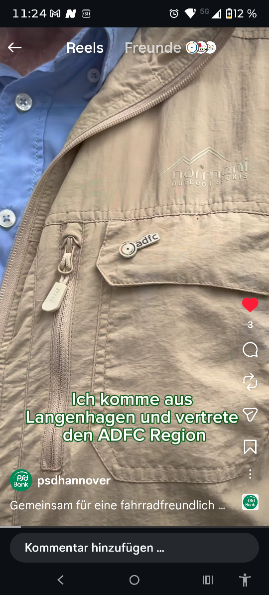 ❤️-lichen Dank für die €-5.000-Spende der PSD Bank Hannover: Die Ortsgruppe Langenhagen im ＡＤＦＣ Region Hannover e.V. dankt für diese Unterstützung des Radverkehrs-Controlling fürs bessere Radfahrens in Langenhagen