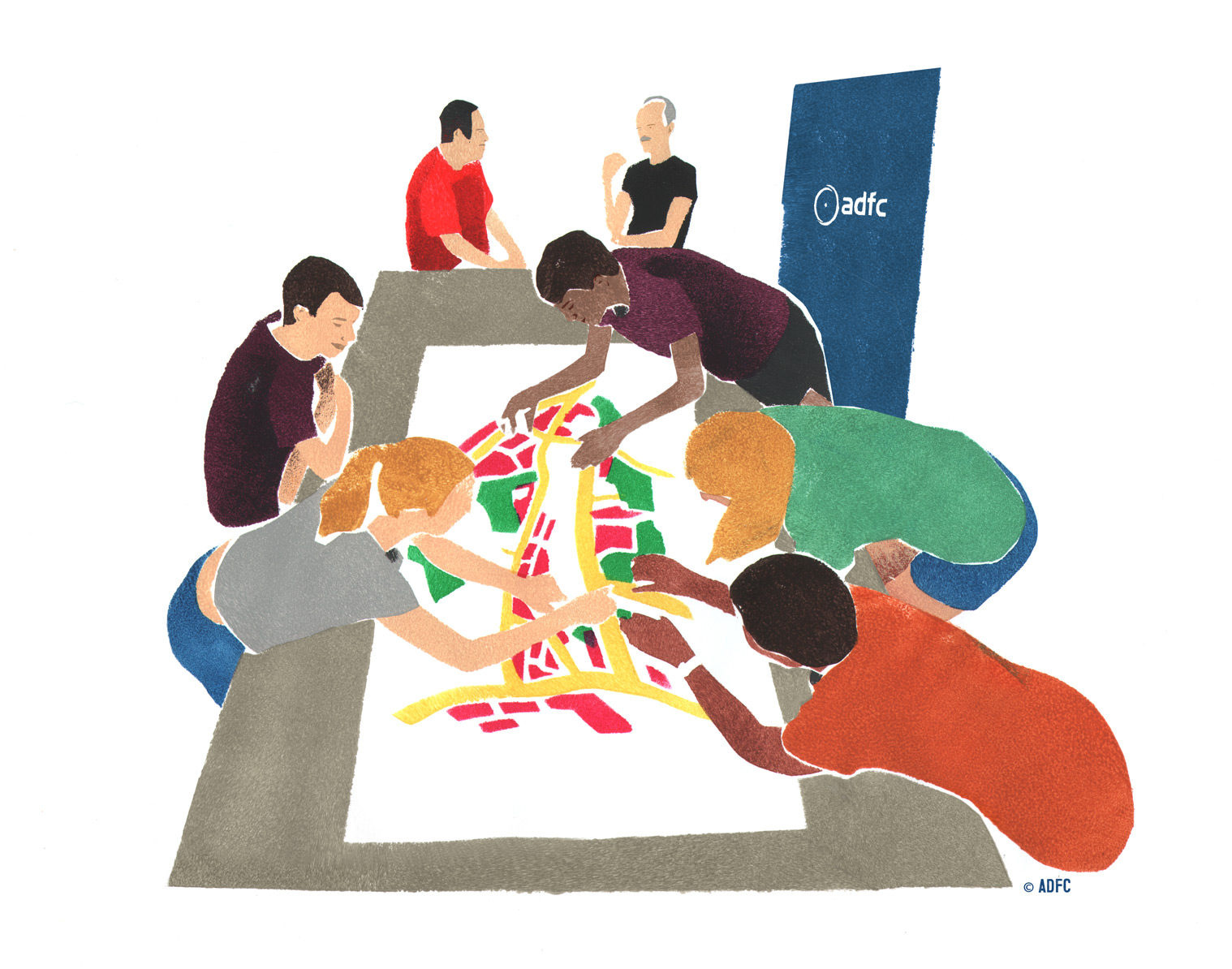 Gruppenarbeit Mapathon Illustration